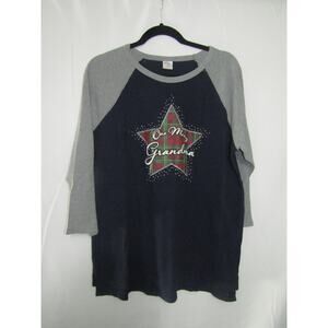 Holiday Time L Thermal Christmas Shirt One Merry Grandma Plaid Star Top Raglan